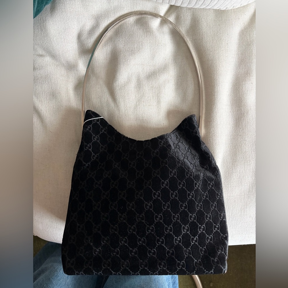 Gucci Tom Ford Era Black Velvet Shoulder Bag Black